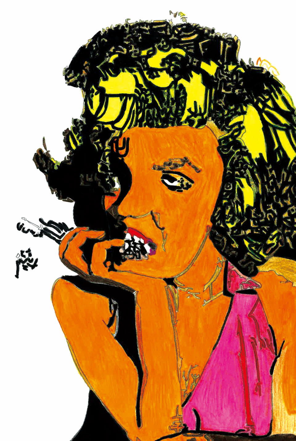 [Works]raitoさんによるマリリン・モンローを描いた作品。カラーペンで着色したもの