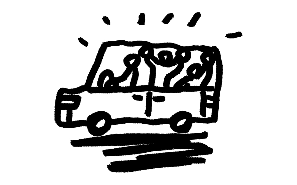 【イラスト】楽しそうな人たちが車の中にいる